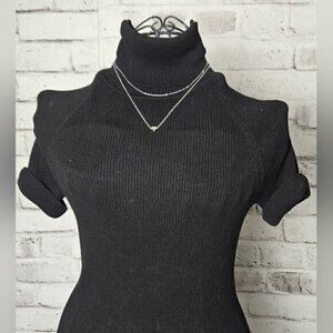 Silver-Tone Layered Heart Pendant Necklace with Bead Choker Chain
